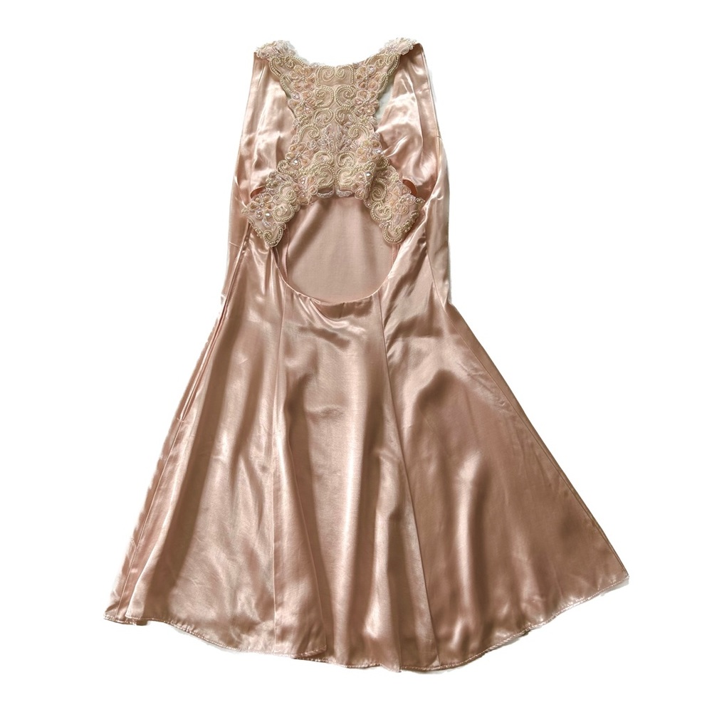 Jessica McClintock Vintage 90s Y2K Blush Pink Sleeveless Beaded Back Slip Dress - Picture 2 of 10